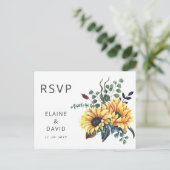 水素朴色ひまわり秋の結婚式RSVP インビテーションポストカード (スタンド正面)