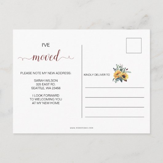 水素朴色ひまわり移動 案内ポストカード (裏面)