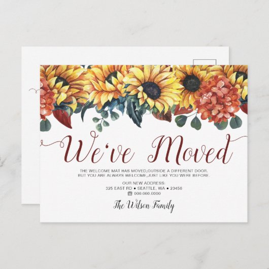 水素朴色ひまわり移動 案内ポストカード (正面/裏面)