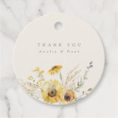 水素朴色ひまわり結婚の感謝ラベル フェイバータグ (正面)