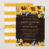 水素朴色ひまわり結婚の 招待状 (正面/裏面)