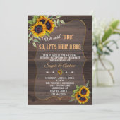 水素朴色ひまわり結婚ウッドI DO BBQ 招待状 (スタンド正面)
