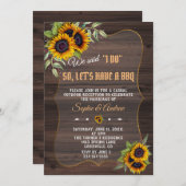 水素朴色ひまわり結婚ウッドI DO BBQ 招待状 (正面/裏面)