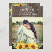 水素朴色ひまわり結婚式の日付を保存 (正面/裏面)