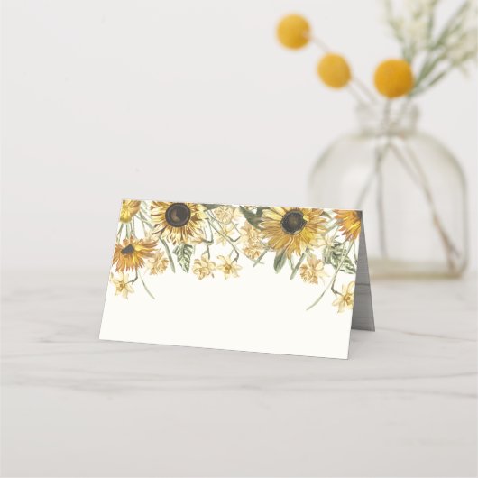 水素朴色ひまわり花模様 プレイスカード (裏面)