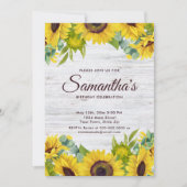 水素朴色ひまわり誕生日パーティー 招待状 (正面)