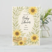 水素朴色ひまわり赤ちゃんシャワー招待状 招待状 (スタンド正面)