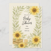 水素朴色ひまわり赤ちゃんシャワー招待状 招待状 (正面/裏面)