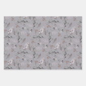 水素朴色ほこりっぽいグレー葉の冬 ラッピングペーパーシート (正面2)