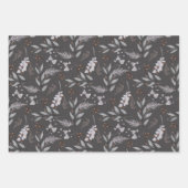 水素朴色ほこりっぽいグレー葉の冬 ラッピングペーパーシート (正面)