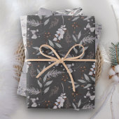 水素朴色ほこりっぽいグレー葉の冬 ラッピングペーパーシート