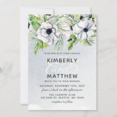 水素朴色アイスブルーフローラホワイト結婚ズ 招待状 (正面)