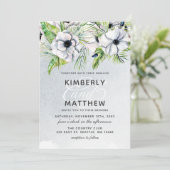 水素朴色アイスブルーフローラホワイト結婚ズ 招待状 (スタンド正面)