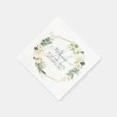 水素朴色アイボリークリームバラモノグラム スタンダードカクテルナプキン (角)