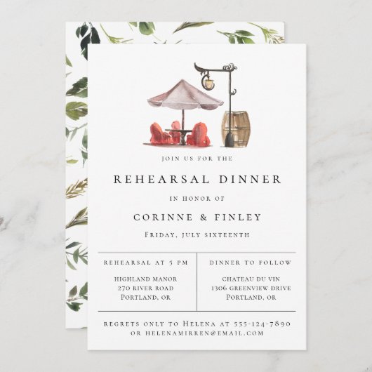 水素朴色アウトドア会場リハーサルディナー 案内状 (正面/裏面)