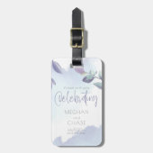 水素朴色アクア薄紫葉日付の保存 ラゲッジタグ (正面縦)