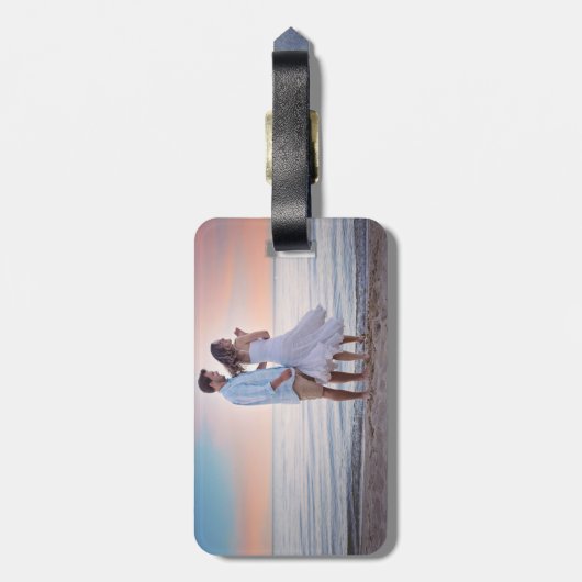 水素朴色アクア薄紫葉日付の保存 ラゲッジタグ (裏面縦)