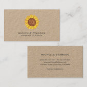水素朴色イエローサンフラワーロゴクラフト 名刺 (正面/裏面)