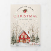 水素朴色ウィンタービレッジ4写真クリスマス 三つ折りクリスマスカード (カバー)