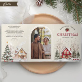 水素朴色ウィンタービレッジ4写真クリスマス 三つ折りクリスマスカード