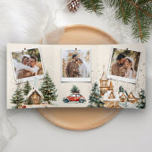 水素朴色ウィンタービレッジ4写真クリスマス 三つ折りクリスマスカード