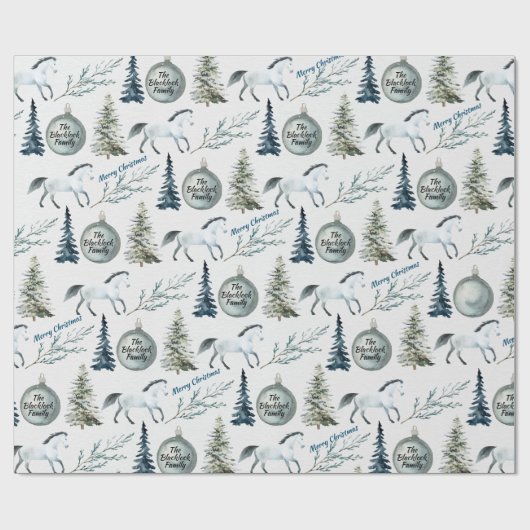 水素朴色ウィンターホース名前をカスタムする&応援 ラッピングペーパー (フラット)