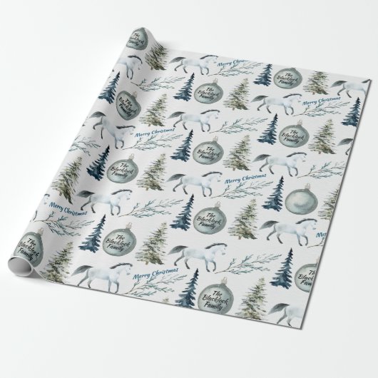 水素朴色ウィンターホース名前をカスタムする&応援 ラッピングペーパー (アンロールド)