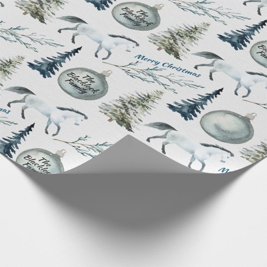 水素朴色ウィンターホース名前をカスタムする&応援 ラッピングペーパー (角)
