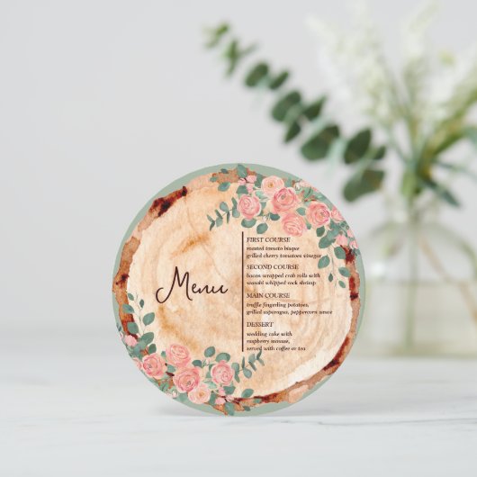 水素朴色ウッドスライスSageグリーン結婚ズ メニュー (スタンド正面)