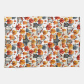 水素朴色ウッドランドビレッジパターン キッチンタオル (横)