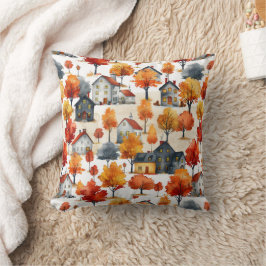 水素朴色ウッドランドビレッジパターン クッション