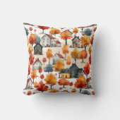 水素朴色ウッドランドビレッジパターン クッション (正面)