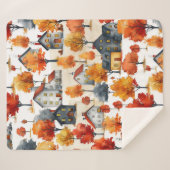 水素朴色ウッドランドビレッジパターン シェルパブランケット (正面(横))