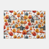 水素朴色ウッドランドビレッジパターン ドアマット (正面)