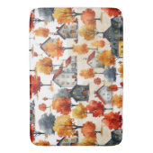 水素朴色ウッドランドビレッジパターン バスマット (正面縦)