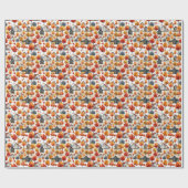 水素朴色ウッドランドビレッジパターン ラッピングペーパー (フラット)