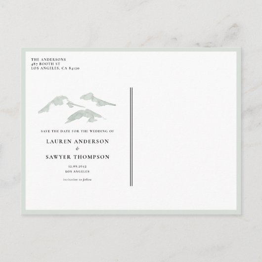 水素朴色ウッドランドフォレスト日付を保存 案内ポストカード (裏面)