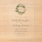 水素朴色オリーブリース結婚ズ アクリル招待状 (正面)