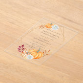 水素朴色オレンジカボチャ秋の結婚式 アクリル招待状 (レイダウン)