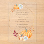 水素朴色オレンジカボチャ秋の結婚式 アクリル招待状 (正面)