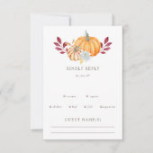 水素朴色オレンジカボチャ秋の結婚式 出欠カード (正面)