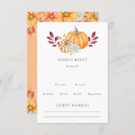 水素朴色オレンジカボチャ秋の結婚式 出欠カード