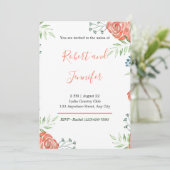 水素朴色オレンジバラ結婚式招待状 招待状 (スタンド正面)