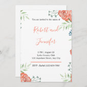 水素朴色オレンジバラ結婚式招待状 招待状 (正面/裏面)