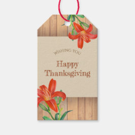 水素朴色オレンジリリーフローラアート ギフトタグ