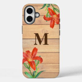 水素朴色オレンジリリー植物芸術 iPhone 16 PLUSケース