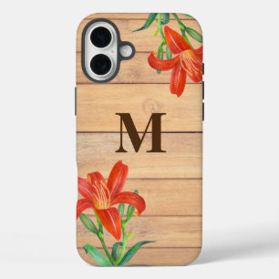 水素朴色オレンジリリー植物芸術 iPhone 16 PLUSケース