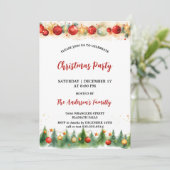 水素朴色オーナメント&パインクリスマスパーティー 招待状 (スタンド正面)