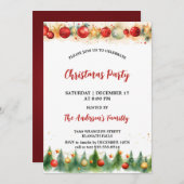 水素朴色オーナメント&パインクリスマスパーティー 招待状 (正面/裏面)
