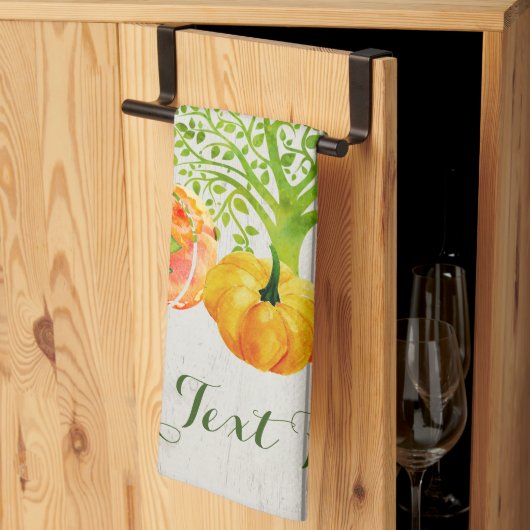 水素朴色カボチャ感謝祭 キッチンタオル (三つ折り)